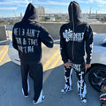 Flared Sweatpants and Hoodie Set Men Full Zip up Screen Printed Hoodie and Jogger Set Custom Hoodies and Sweat Pants Set