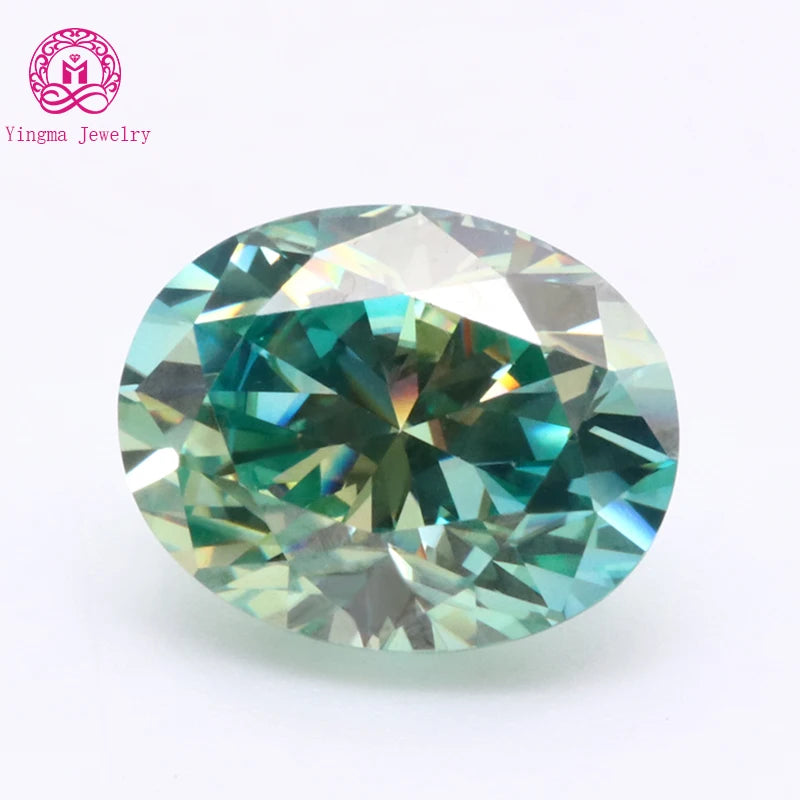 Yingma Oval Cut Loose Moissanite Stone Nature Colored Green Oval Moissanite Loose Diamond for Custom Jewelry