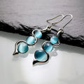 CAOSHI Retro Design Jewelry 2025 Silver Color New Trendy Vintage Blue Opal Dangle Earrings for Women