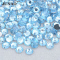 JUNAO Wholesale 2mm 3mm 4mm 5mm 6mm Flatback Nail Crystal Stones Light Sapphire Round Resin Rhinestones
