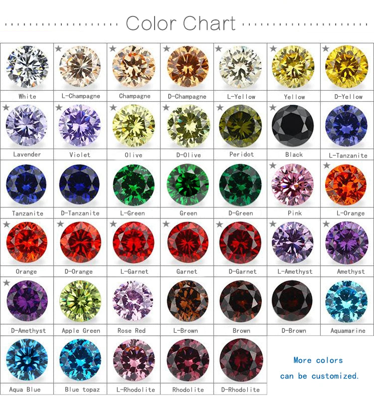 1000pcs/packs 0.8-3.0mm Multi Colores Loose Cz Stones Small Size Round Cut Cubic Zirconia Stones