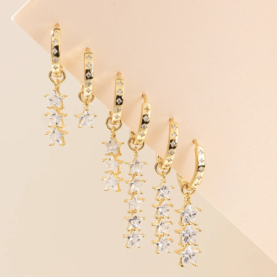 Nagosa 925 Sterling Silver Earring Wholesale Gold Vermeil Custom Star Pendant Fit for Hoop Earring