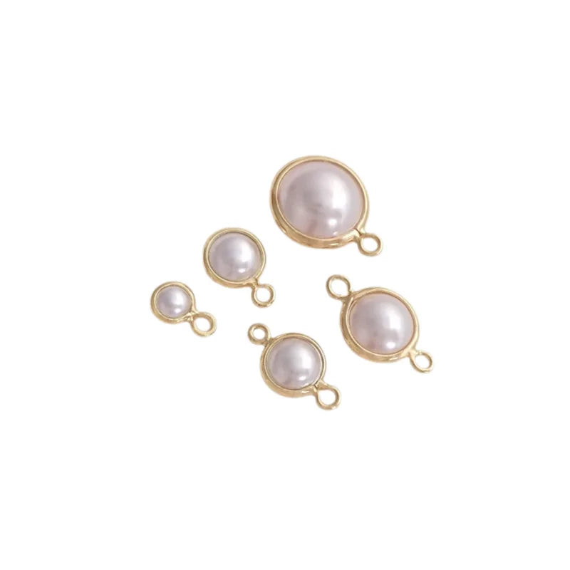 14K Gold-filled Shell Beads Round Single Double Loop Pendant for DIY Handmade Necklace Bracelet Jewelry Accessories Making