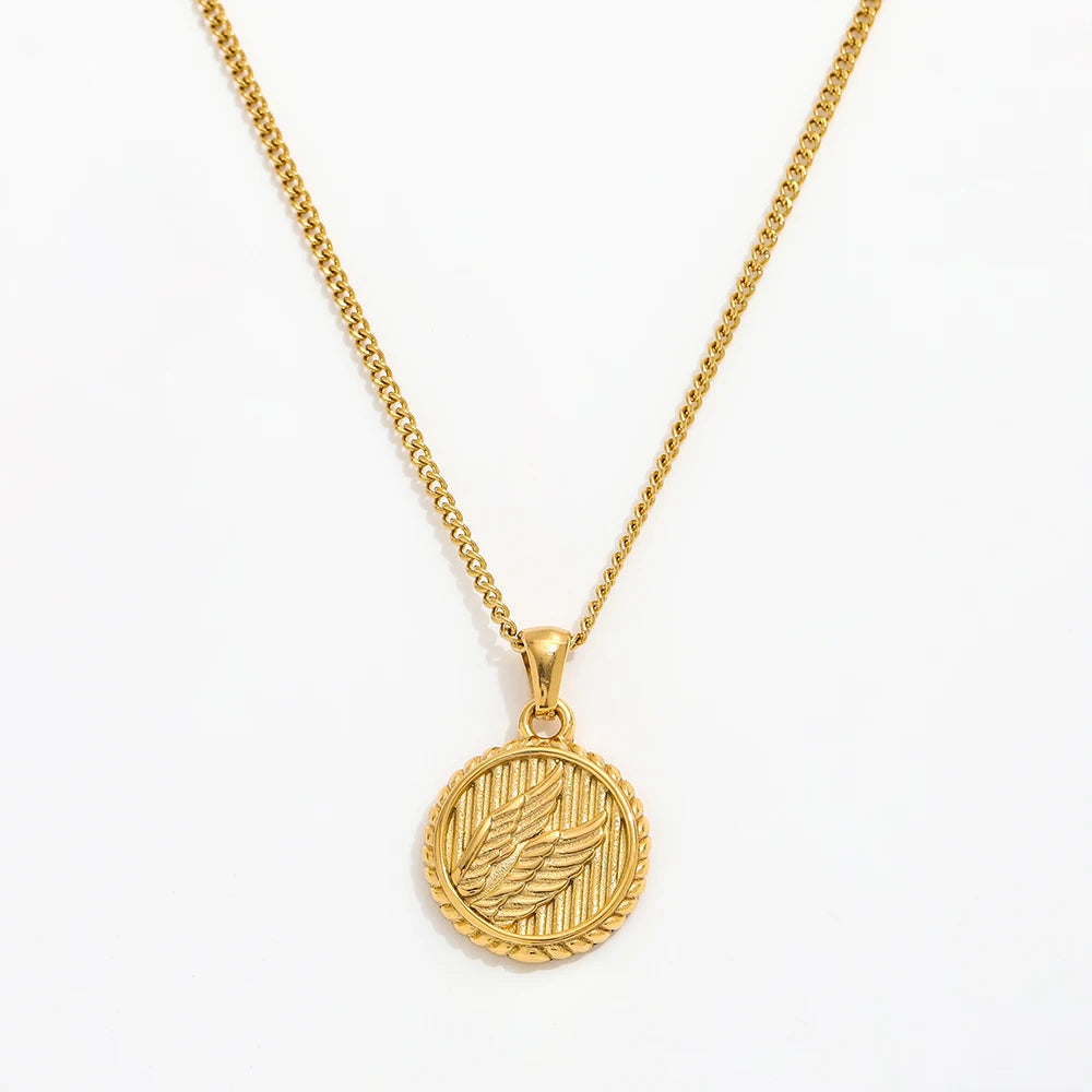 Fenny Wholesale 18K PVD Plated Fashion Designer Snake Leaf Wing Pendant Stainless Steel Choke Chain Necklace for Women