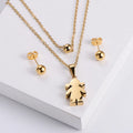Beauty Little Young Girls Pendant Earring Stainless Steel Jewelry Sets