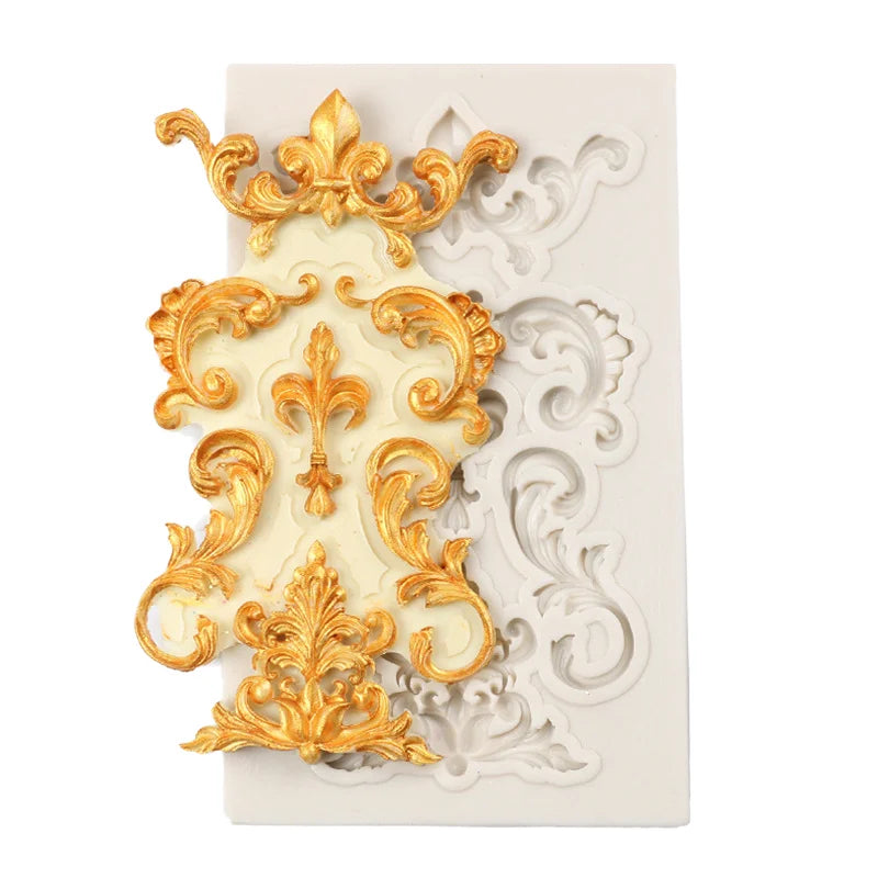 LifeTop Baroque Fondant Mold Curlicues Scroll Lace Silicone Molds Filigree Mold 3D Sculpted for Sugar Cake Decorating