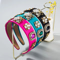 2023 Popular European American Creative Baroque Hair Band Inlaid With Rhinester Pearl Hoop Bee Colorful Cloth Garland Headband