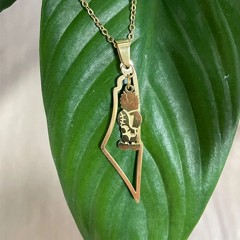 2025 Fashion Palestine Little Boy Map Necklace 18K Gold Stainless Steel Necklace Palestine Flag Necklace High Quality Jewelry