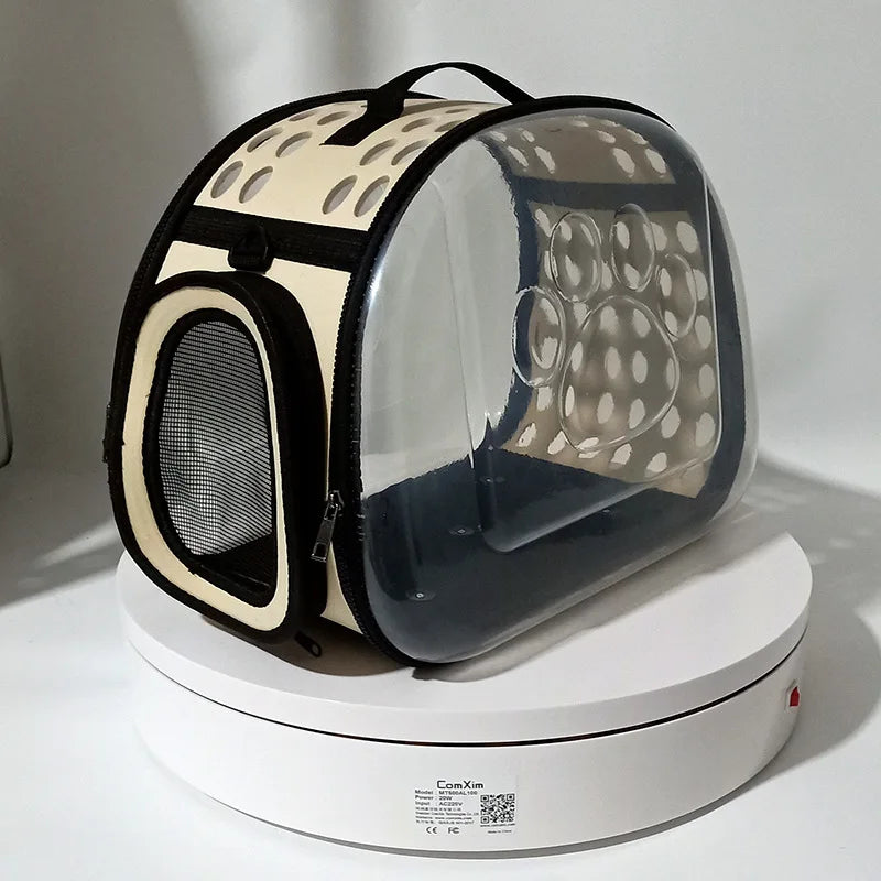 Pet Travel Carrier Soft-Sided Collapsible Portable EVA Cat Bag with Mesh Windows Porous Design