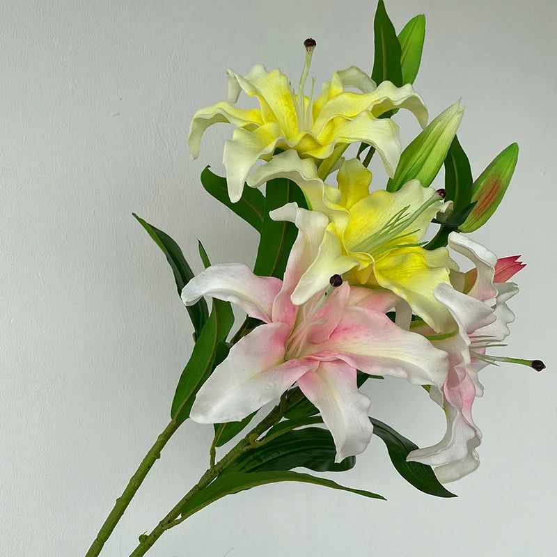 Competitive Price Good Quality Long Branch Pu Big 4-head Lily Artificial Flower