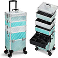 5 1 Professional Makeup Case Trolley Large Capacity Aluminum Makeup Box Organizer Wheels for Salon Travel Open Closure Type Bag