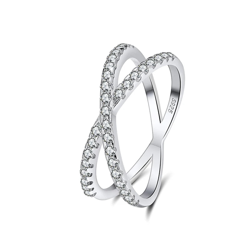 RINNTIN SR240 X Shape Cz Pave 925 Letter Ring Jewelry Wholesale 2020