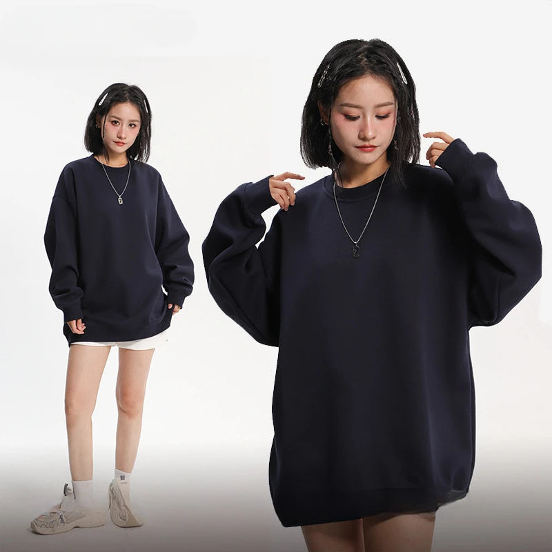 Casual Outfits 2024 Fall Clothes 380G Retro Womens Sweatshirts Long Sleeve Crew Neck Pullover Sweatshirt Women Hoodies