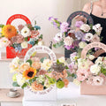 Custom Logo Eco Flower Gift Bag with Handle Waterproof  Paper Bouquet Box for Mother's Day Wedding Floral Arrangement