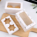 Hot Sell Marble Cake Packaging Box With Kraft Paper Food Boxes 2 Holes Muffin CupCake Boxes Wholesale