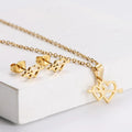 316L Stainless Steel Jewelry Set an Arrow Through a Heart Gold Plated Earrings and Necklace for Women for Parties