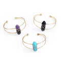 Unisex Cross-border Hot-selling Natural Gemstone 3.5cm Height Hexagonal Pillar Copper Open-ended Bracelet &  Bangle