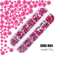 12Grid Multi Size Glass Nail Rhinestones Mixed Colors Flat-back AB Crystal Strass 3D Charm Pink Red DIY Manicure Nail Decoration