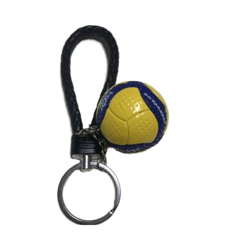 Wholesale Custom Keychain 3D Volleyball with Leather Rope UV Printed PU Plastic and Zinc Alloy Metal for Sports Enthusiasts