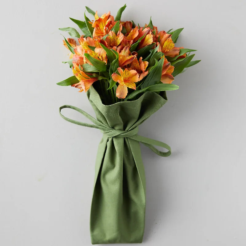 Reusable Cotton Flower Tote Florist Bouquet Bag Folded Flower Carrier Pouch Portable Blossom Holder