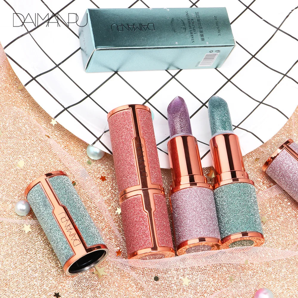 Hot Selling Waterproof Glitter Lipstick Long Lasting Mineral Nourishing Lip Balm for Girls Beauty Cosmetic