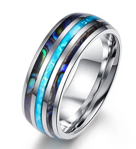 New Stainless Steel Dragon Pattern Gemstone Wedding Ring Black Rhodium Plated Trendy Unisex Gift Jewelry for Party & Anniversary