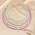 Retro Simple Five-pointed Star Color Seed Beaded Chain Necklace