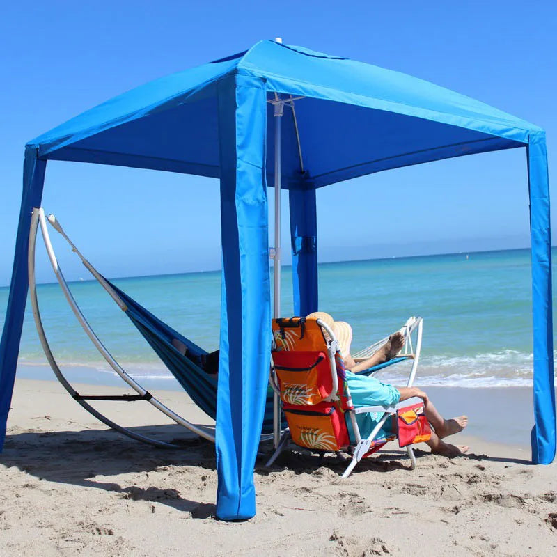 UPF 50+ Extra Large Foldable Aluminum Pole Modern Premium Polyester Cool Canopy Tent Outdoor use Beach Cabana Sand Park Events