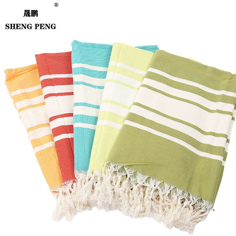 SHENGPENG Striped Turkish Zebra Fringe Beach Towel Kids Adults Quick Dry Cotton Sand Free Soft Eco-Friendly Everyday Use