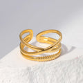2026 Hot Selling Jewelry Eco-friendly Non-fading Stainless Steel Cross Lines Ring for Women's Daily Life
