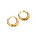 32MM Stainless Steel 18K Gold Plated CC Shape Women Hoop Earrings Tarnish Waterproof Jewelry