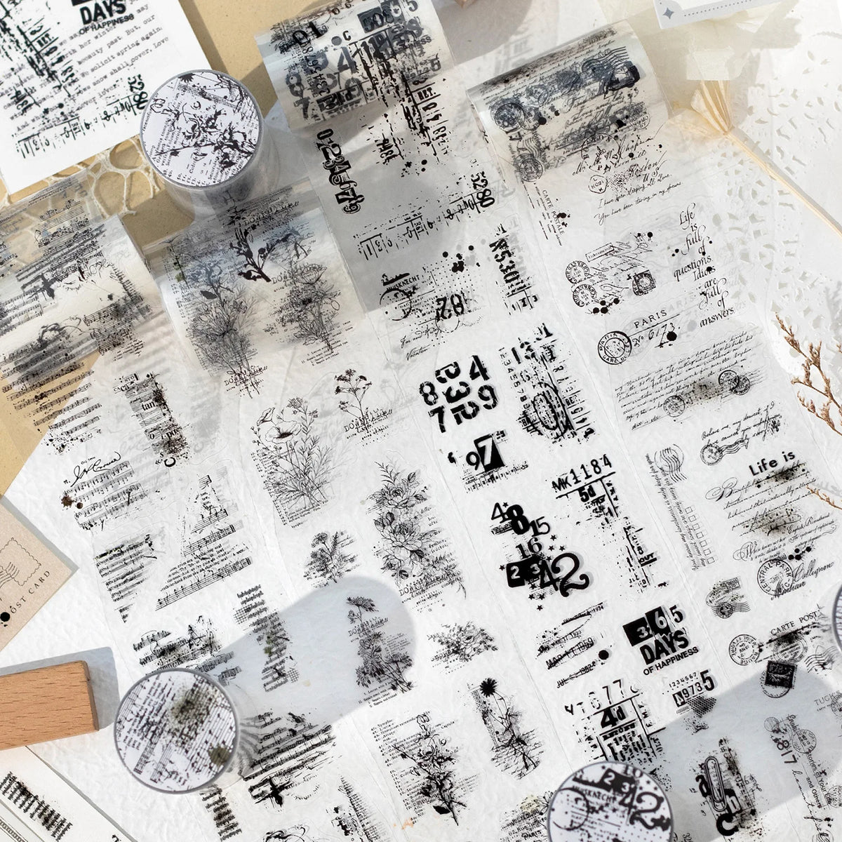 1Roll PET Tape Peninsula Old Story Series Retro Handbook Decoration Material Loop Stickers MegaBDM