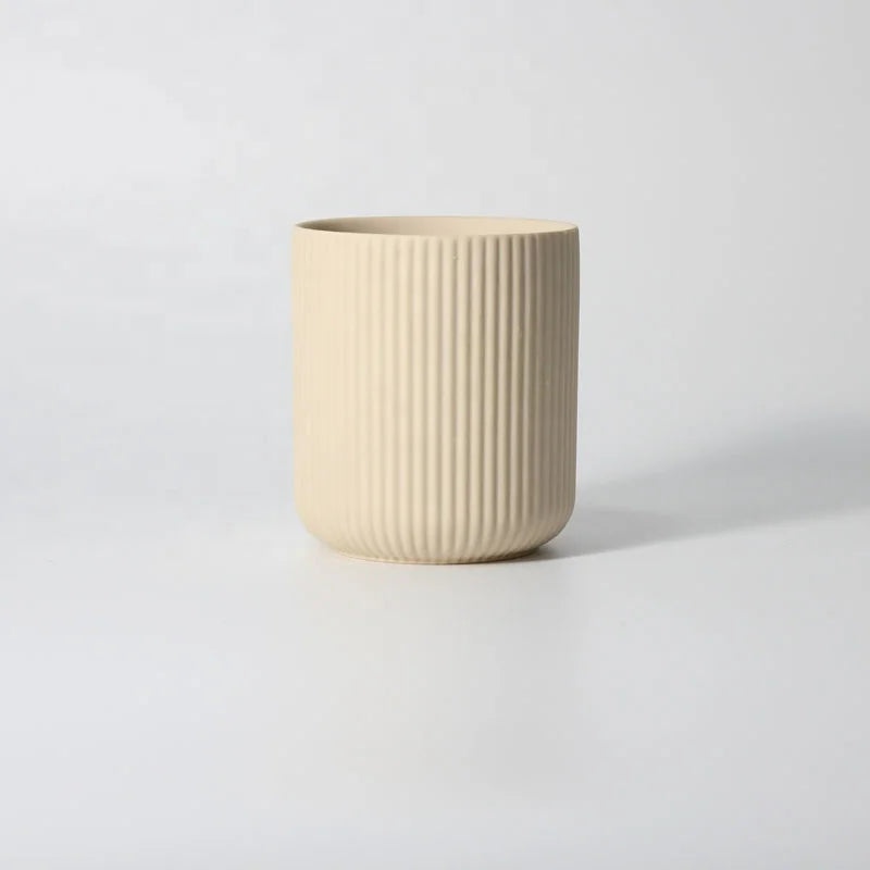 YBH Nordic Eco Luxury Multi-color Cylindrical Ceramic Modern Candle Jar Empty Church Striped Design Christmas Home Decor Candle