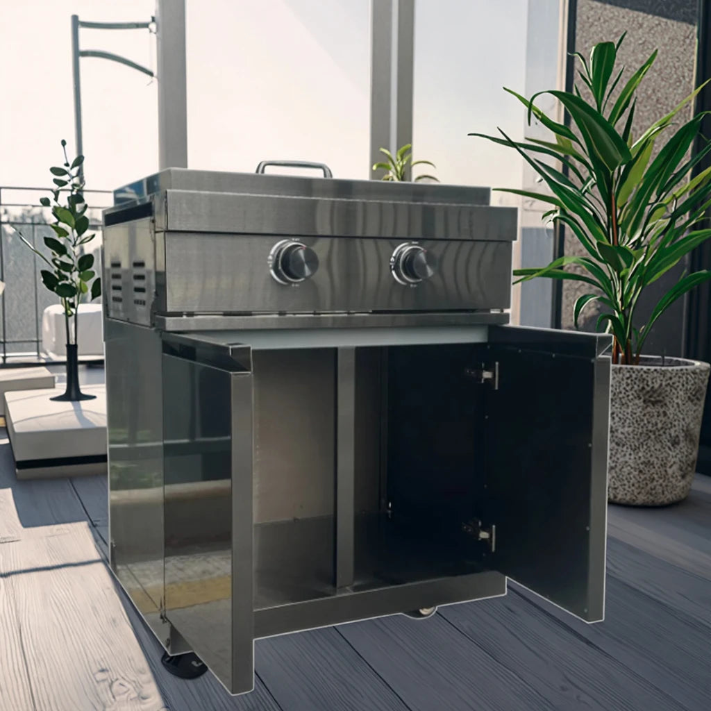 CE Certified Titanium Teppanyaki Grill Weather-Resistant and Easy-Clean Trolley for Modern Family Parties Backyard Entertaining