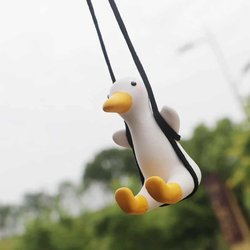 2022 NEW Arrival Cute Swing Duck Car Pendant Decor Car Interior Rearview Mirrors Charms Hanging Ornament