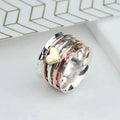 Y044 Hot Sale Rotatable Spin Ring Jewelry Multi-layer Heart Spin Rotating Rings for Sisters Gift Fidget Rings for Anxiety