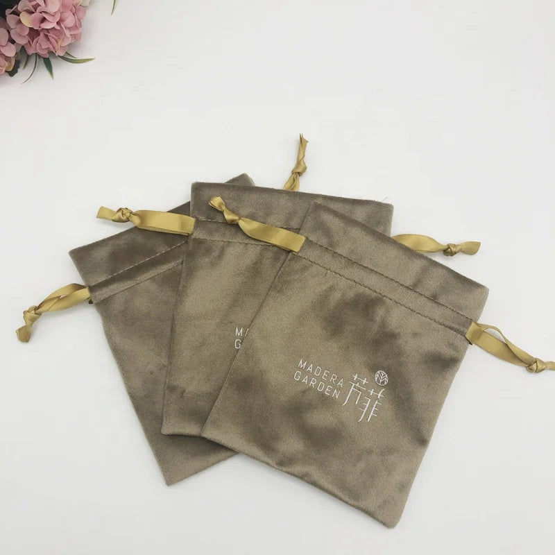 Velvet Pouches Jewelry Christmas Candy Wedding Gift Drawstring Bag Velvet Pouch Bag With Logo Printed