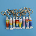 Handmade Wood Fish Keyring Amigurumi Knitted Crochet Pendant Woven Heart Rainbow Fish Unique Anime Bag Charms Accessories Gift