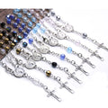 Catholic Religious Rosary Jesus Charm Bracelets Cross Bless Colorful Imitation Pearl Accessories Rosary Kids Baptism Link