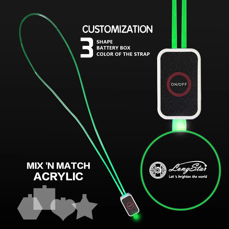 Longstargift Promotional Corporate Bulk Supplier Rechargeable Flashing Glow Led Vip Event Concert Festival Celebration Lanyard