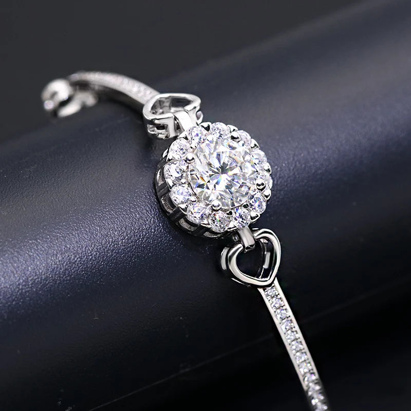 Elegant 1 Carat Moissanite Bracelet Diamond D VVS White Color Moissanite Bracelet with GRA Certificate