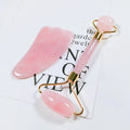 2025 Hot Sales Cheap 100% Pink Crystal Stone Guarantee Custom LOGO Facial Massager Natural Jade Roller Gua Sha Set Rose Quartz Roller