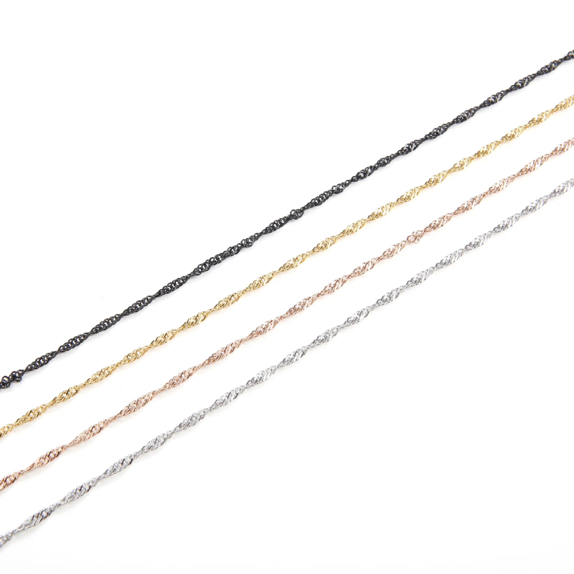 Wholesale Stainless Steel Religious Style Vacuum Plated Water Ripple Chain Necklace DIY Jewelry Making Men Women Fashion