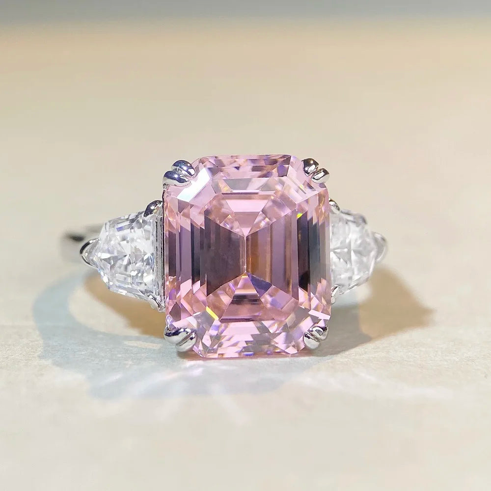 Vintage Jewelry 925 5A Colored Cz Cubic Zircon Emerald Cut Cluster Personalized Wholesale Price Wedding Silver Rings S925 Silver