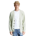 OEM V Neck Knitted Loose Oversize Custom Embroidery Letter Patches Sweater Men Cardigan Knit