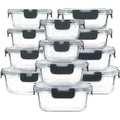 24-Piece BPA Free Glass Food Storage Containers Airtight Lids Microwave Dishwasher Safe Lunch Bento Boxes (12 Lids 12