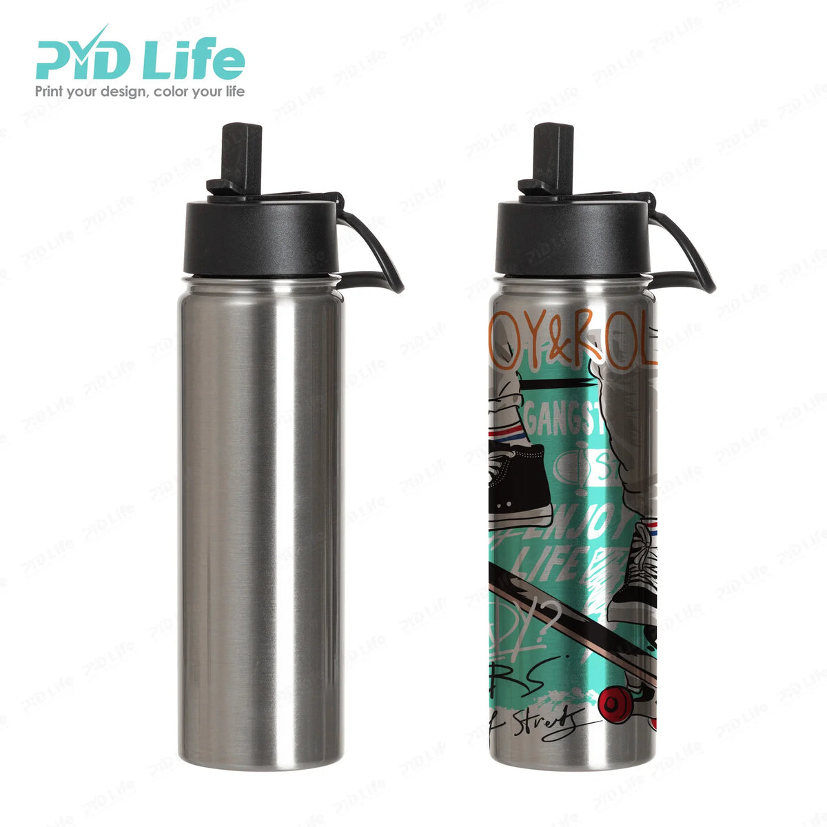 PYD Life Custom 27oz 30oz Single Wall Stainless Steel Drinking Water Bottle With Straw Lid 30oz 900ml Water Bottle With Logo