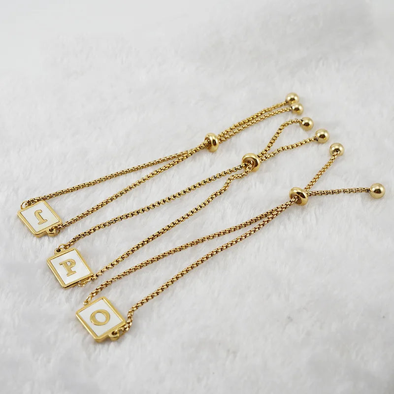 Women Stainless Steel Adjustable Bracelet Natural Shell Letter Wholesale Adjusted Bracelet