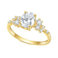 OL0897 Abiding Factory Wholesale Jewellery 14K Gold Plated Oval White Cubic Zirconia 925 Sterling Silver Rings