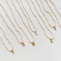 SC Natural Freshwater Pearl Beaded Choker Necklace Letter Pendant Necklace Dainty 18K Gold Plated Zircon Initial Necklace Women
